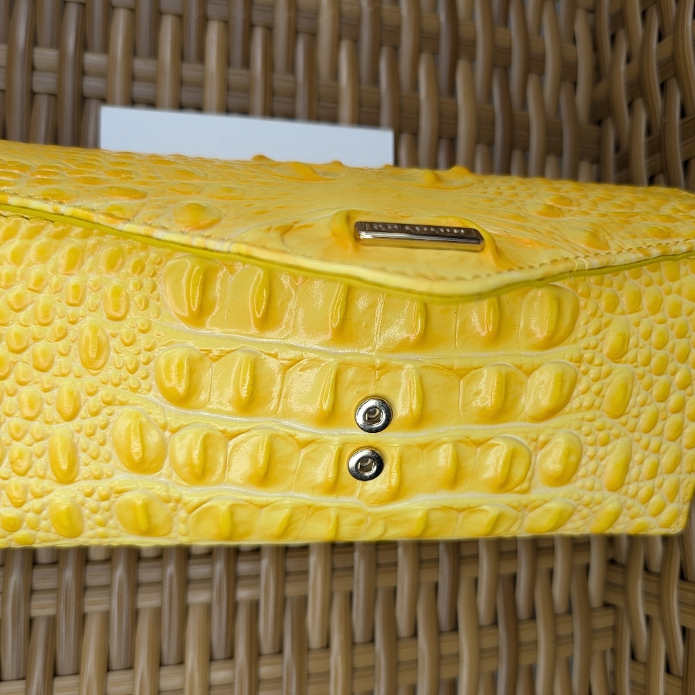 Brahmin Veronica Buttercup Melbourne Yellow Croc Embossed Leather Clutch Wallet - Picture 12 of 16